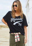 Hammill 74 V-Neck Logo Tee- Black