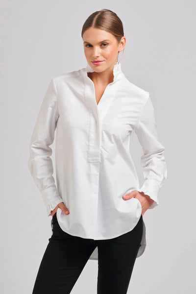 The Francesca Classic Oxford Frill Collar & Cuff Shirt - White