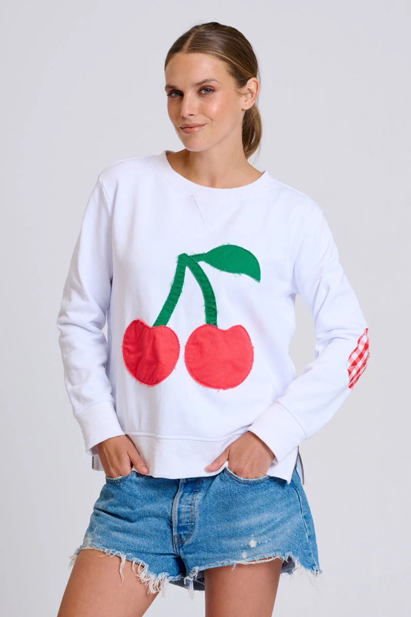 Classic Zipside Cherries Sweat- White