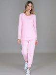 Mosman Curved Hem Long Sleeve T Shirt- Powder Pink