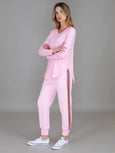 Mosman Curved Hem Long Sleeve T Shirt- Powder Pink