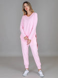 Mosman Curved Hem Long Sleeve T Shirt- Powder Pink