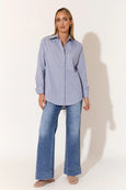 Raya Poplin Stripe Shirt- Blue