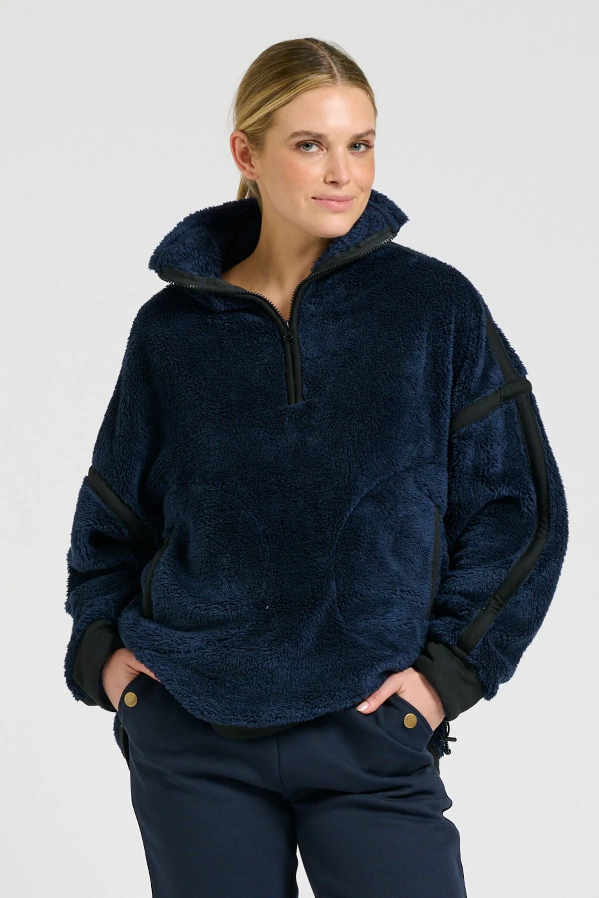 Popover Fleece Sweatshirt - Navy Blue