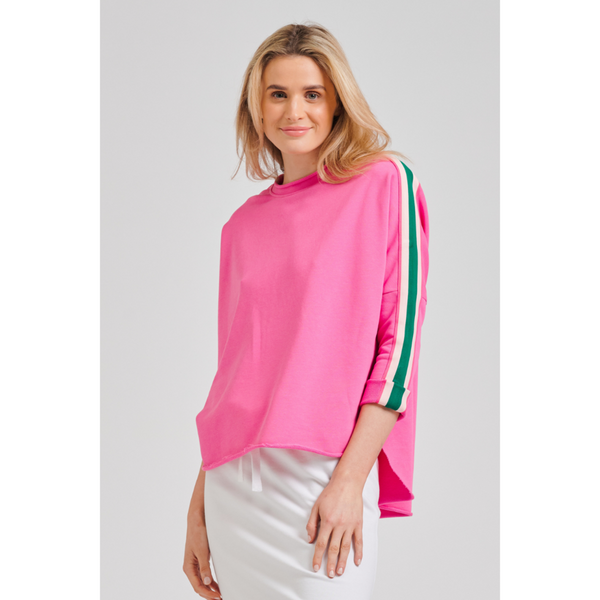 Raw Tape Long Sleeve Sweatshirt Hot Pink