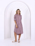 Chelsea Dress- Choc/Pink Stripe