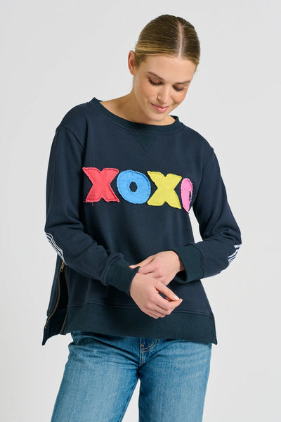 Classic Zipside XOXO Sweatshirt - Navy Combo