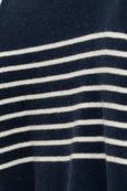 The Smith Wool/Cashmere Crew - French Navy / Ivory Stripe