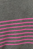 The Smith Wool/Cashmere Crew - Charcoal / Hot Pink Stripe