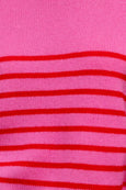 The Smith Wool/Cashmere Crew - Hot Pink / China Red Stripe