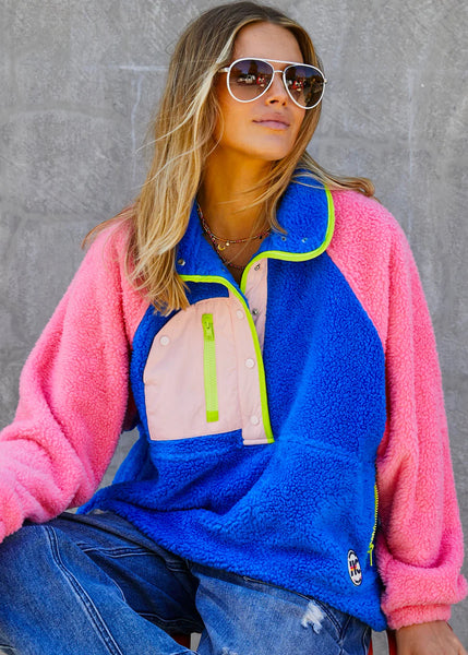 Vintage Polar Fleece- Pink/Royal