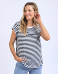 Signature Stripe Tee- Navy/White