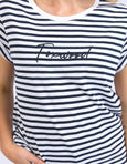 Signature Stripe Tee- Navy/White