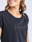 Signature Embroidery Tee Dress- Black