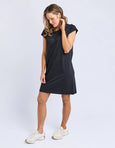 Signature Embroidery Tee Dress- Black