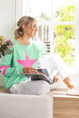 Holiday Sweater- Green/Pink Star