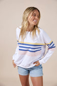 Hamptons Sweater- White with Multi Stripes