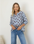 Malta Polka Dot  Top- Blue/Chocolate