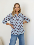 Malta Polka Dot  Top- Blue/Chocolate