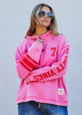 Vintage Wash Half Zip- Pink
