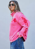 Vintage Wash Half Zip- Pink