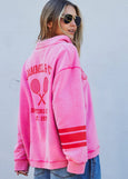 Vintage Wash Half Zip- Pink