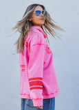 Vintage Wash Half Zip- Pink