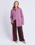 Lila Stripe Shirt- Maroon/Lilac