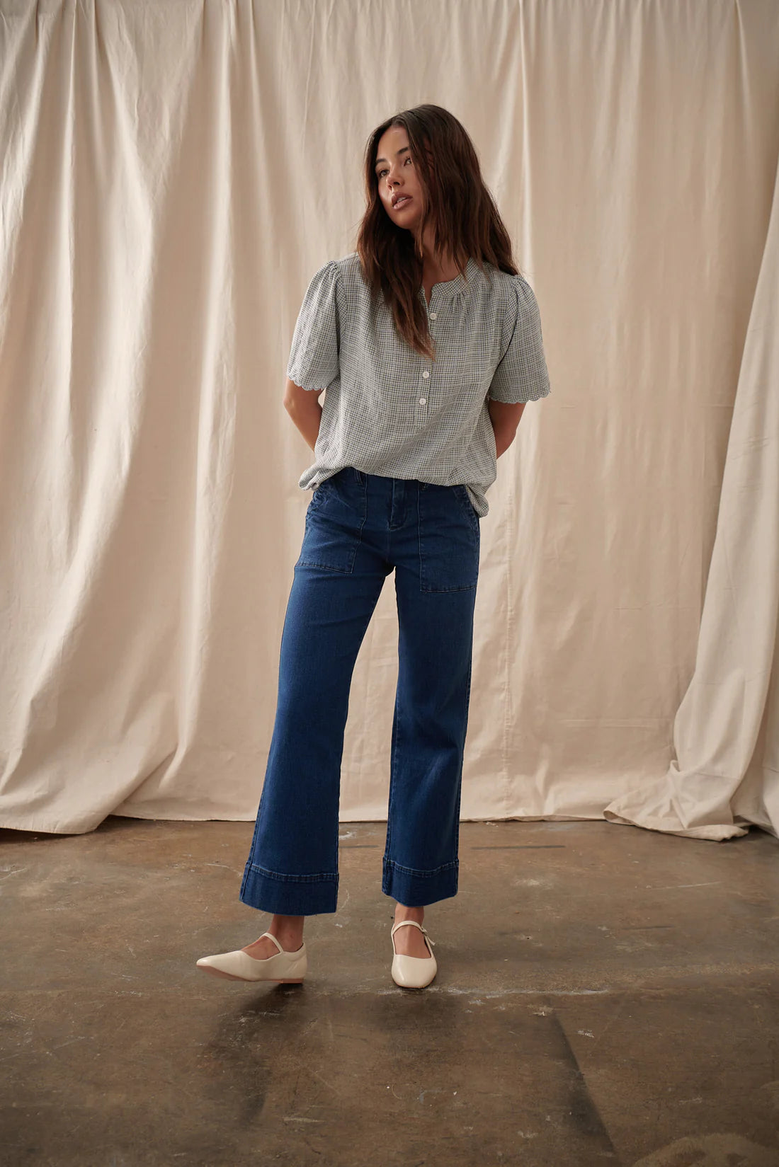 Celeste Pant- Mid West Blue