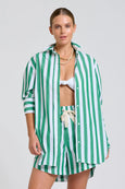 The Andrea Shirt- Green Wide Stripe