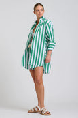 The Andrea Shirt- Green Wide Stripe