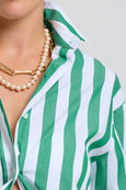 The Andrea Shirt- Green Wide Stripe