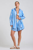 The Andrea Shirt- Blue Wide Stripe