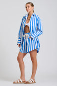 The Andrea Shirt- Blue Wide Stripe