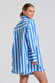 The Andrea Shirt- Blue Wide Stripe
