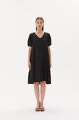 Tiered Linen Dress- Black