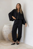 Gigi Satin Balloon Pant- Black