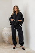 Gigi Satin Balloon Pant- Black