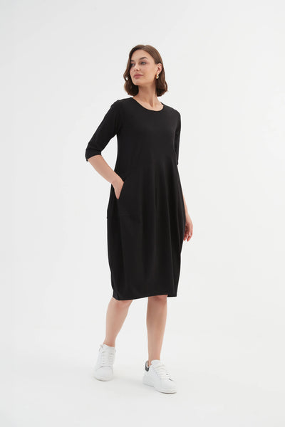 Diagonal Seam Dress- Black