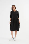 Diagonal Seam Dress- Black