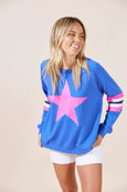 Holiday Sweater- Cobalt Blue/Pink