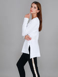Barwon V Neck LS Tee- White