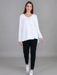 Barwon V Neck LS Tee- White
