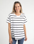Halli Short Sleeve Tee-White/Navy Stripe