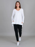 Barwon V Neck LS Tee- White