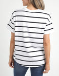 Halli Short Sleeve Tee-White/Navy Stripe