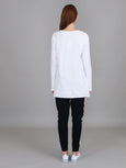Barwon V Neck LS Tee- White