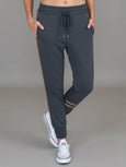 Charlise Gold Side Stripe Sweatpants- Charcoal