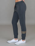 Charlise Gold Side Stripe Sweatpants- Charcoal