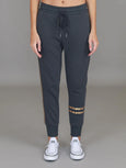 Charlise Gold Side Stripe Sweatpants- Charcoal